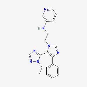 molecular formula C20H21N7 B3812104 N-{2-[5-(1-ethyl-1H-1,2,4-triazol-5-yl)-4-phenyl-1H-imidazol-1-yl]ethyl}pyridin-3-amine 