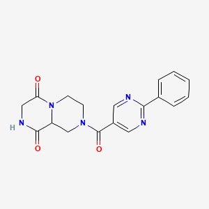 molecular formula C18H17N5O3 B3812105 8-[(2-phenylpyrimidin-5-yl)carbonyl]tetrahydro-2H-pyrazino[1,2-a]pyrazine-1,4(3H,6H)-dione 