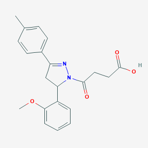 molecular formula C21H22N2O4 B381211 4-[5-(2-methoxyphenyl)-3-(4-methylphenyl)-4,5-dihydro-1H-pyrazol-1-yl]-4-oxobutanoic acid CAS No. 362490-61-7