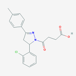 molecular formula C20H19ClN2O3 B381212 4-[5-(2-chlorophenyl)-3-(4-methylphenyl)-4,5-dihydro-1H-pyrazol-1-yl]-4-oxobutanoic acid CAS No. 362490-64-0