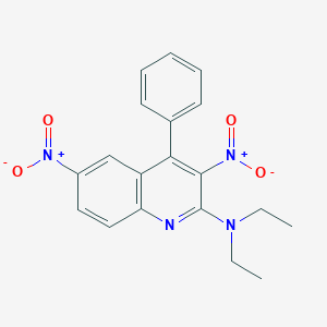 molecular formula C19H18N4O4 B381213 (3,6-Dinitro-4-phenyl-quinolin-2-yl)-diethyl-amine 