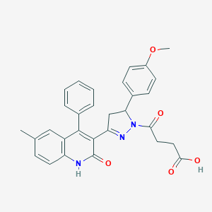 molecular formula C30H27N3O5 B381214 4-[3-(4-Methoxyphenyl)-5-(6-methyl-2-oxo-4-phenyl-1H-quinolin-3-yl)-3,4-dihydropyrazol-2-yl]-4-oxobutanoic acid CAS No. 331988-63-7