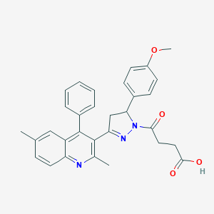 molecular formula C31H29N3O4 B381215 4-[5-(2,6-Dimethyl-4-phenylquinolin-3-yl)-3-(4-methoxyphenyl)-3,4-dihydropyrazol-2-yl]-4-oxobutanoic acid CAS No. 361479-04-1
