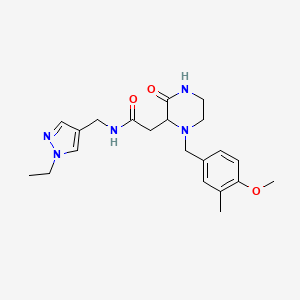 molecular formula C21H29N5O3 B3812152 N-[(1-ethyl-1H-pyrazol-4-yl)methyl]-2-[1-(4-methoxy-3-methylbenzyl)-3-oxo-2-piperazinyl]acetamide 