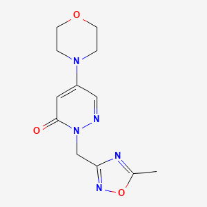 molecular formula C12H15N5O3 B3812183 2-[(5-methyl-1,2,4-oxadiazol-3-yl)methyl]-5-(4-morpholinyl)-3(2H)-pyridazinone 