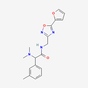 molecular formula C18H20N4O3 B3812204 2-(dimethylamino)-N-{[5-(2-furyl)-1,2,4-oxadiazol-3-yl]methyl}-2-(3-methylphenyl)acetamide 