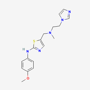 molecular formula C17H21N5OS B3812247 5-{[[2-(1H-imidazol-1-yl)ethyl](methyl)amino]methyl}-N-(4-methoxyphenyl)-1,3-thiazol-2-amine 