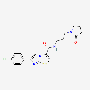 molecular formula C19H19ClN4O2S B3812274 6-(4-chlorophenyl)-N-[3-(2-oxo-1-pyrrolidinyl)propyl]imidazo[2,1-b][1,3]thiazole-3-carboxamide 