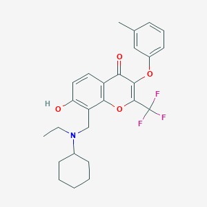 molecular formula C26H28F3NO4 B381233 8-{[cyclohexyl(ethyl)amino]methyl}-7-hydroxy-3-(3-methylphenoxy)-2-(trifluoromethyl)-4H-chromen-4-one 