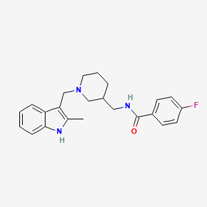 molecular formula C23H26FN3O B3812355 4-fluoro-N-({1-[(2-methyl-1H-indol-3-yl)methyl]-3-piperidinyl}methyl)benzamide 