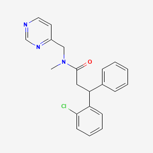 molecular formula C21H20ClN3O B3812393 3-(2-chlorophenyl)-N-methyl-3-phenyl-N-(4-pyrimidinylmethyl)propanamide 