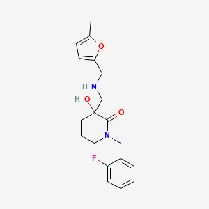 molecular formula C19H23FN2O3 B3812410 1-(2-fluorobenzyl)-3-hydroxy-3-({[(5-methyl-2-furyl)methyl]amino}methyl)-2-piperidinone 