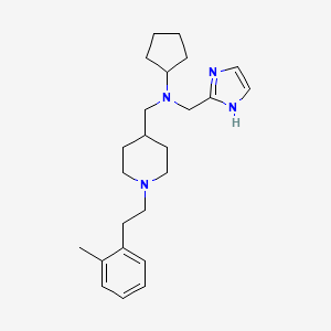 molecular formula C24H36N4 B3812415 N-(1H-imidazol-2-ylmethyl)-N-({1-[2-(2-methylphenyl)ethyl]-4-piperidinyl}methyl)cyclopentanamine 