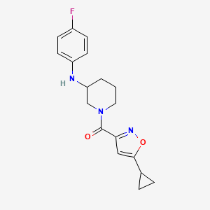 molecular formula C18H20FN3O2 B3812420 1-[(5-cyclopropyl-3-isoxazolyl)carbonyl]-N-(4-fluorophenyl)-3-piperidinamine 