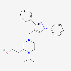 molecular formula C25H32N4O B3812425 2-{4-[(1,3-diphenyl-1H-pyrazol-4-yl)methyl]-1-isopropyl-2-piperazinyl}ethanol 