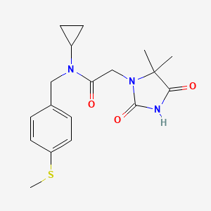 molecular formula C18H23N3O3S B3812433 N-cyclopropyl-2-(5,5-dimethyl-2,4-dioxoimidazolidin-1-yl)-N-[4-(methylthio)benzyl]acetamide 