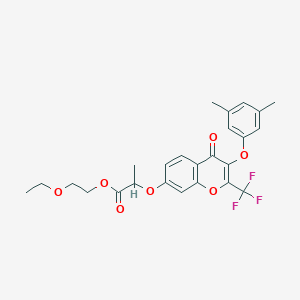 molecular formula C25H25F3O7 B381244 2-ethoxyethyl 2-{[3-(3,5-dimethylphenoxy)-4-oxo-2-(trifluoromethyl)-4H-chromen-7-yl]oxy}propanoate CAS No. 329225-81-2