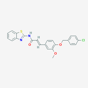 molecular formula C24H19ClN2O3S B381251 N-(1,3-benzothiazol-2-yl)-3-{4-[(4-chlorobenzyl)oxy]-3-methoxyphenyl}acrylamide CAS No. 329225-96-9