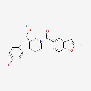 molecular formula C23H24FNO3 B3812516 {3-(4-fluorobenzyl)-1-[(2-methyl-1-benzofuran-5-yl)carbonyl]-3-piperidinyl}methanol 