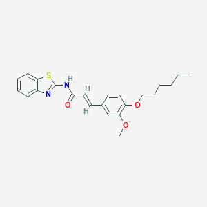 molecular formula C23H26N2O3S B381252 N-(1,3-benzothiazol-2-yl)-3-[4-(hexyloxy)-3-methoxyphenyl]acrylamide CAS No. 347366-35-2