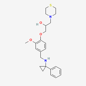 molecular formula C24H32N2O3S B3812535 1-(2-methoxy-4-{[(1-phenylcyclopropyl)amino]methyl}phenoxy)-3-(4-thiomorpholinyl)-2-propanol 