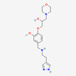 molecular formula C20H30N4O4 B3812552 1-[2-methoxy-4-({[2-(1H-pyrazol-4-yl)ethyl]amino}methyl)phenoxy]-3-(4-morpholinyl)-2-propanol 