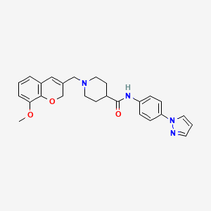 molecular formula C26H28N4O3 B3812562 1-[(8-methoxy-2H-chromen-3-yl)methyl]-N-[4-(1H-pyrazol-1-yl)phenyl]-4-piperidinecarboxamide 