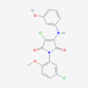 molecular formula C17H12Cl2N2O4 B381259 3-chloro-1-(5-chloro-2-methoxyphenyl)-4-(3-hydroxyanilino)-1H-pyrrole-2,5-dione CAS No. 347366-51-2