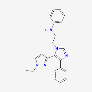 molecular formula C22H23N5 B3812592 N-{2-[5-(1-ethyl-1H-pyrazol-3-yl)-4-phenyl-1H-imidazol-1-yl]ethyl}aniline 