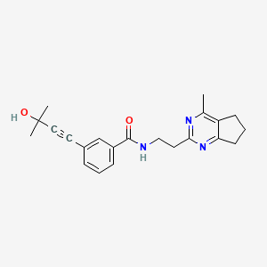 molecular formula C22H25N3O2 B3812599 3-(3-hydroxy-3-methylbut-1-yn-1-yl)-N-[2-(4-methyl-6,7-dihydro-5H-cyclopenta[d]pyrimidin-2-yl)ethyl]benzamide 