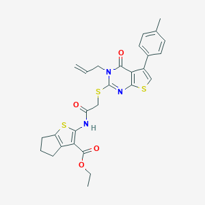 ethyl 2-[({[3-allyl-5-(4-methylphenyl)-4-oxo-3,4-dihydrothieno[2,3-d]pyrimidin-2-yl]sulfanyl}acetyl)amino]-5,6-dihydro-4H-cyclopenta[b]thiophene-3-carboxylate