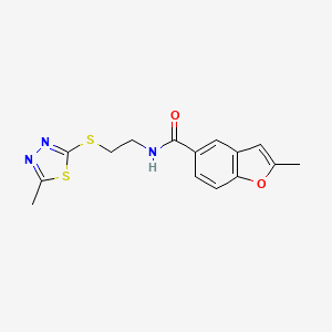 molecular formula C15H15N3O2S2 B3812601 2-methyl-N-{2-[(5-methyl-1,3,4-thiadiazol-2-yl)thio]ethyl}-1-benzofuran-5-carboxamide 