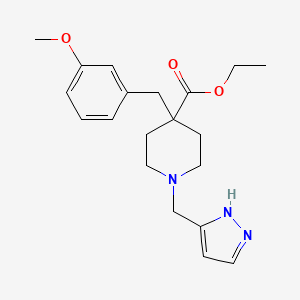 molecular formula C20H27N3O3 B3812642 ethyl 4-(3-methoxybenzyl)-1-(1H-pyrazol-3-ylmethyl)-4-piperidinecarboxylate 