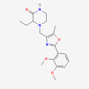 molecular formula C19H25N3O4 B3812650 4-{[2-(2,3-dimethoxyphenyl)-5-methyl-1,3-oxazol-4-yl]methyl}-3-ethyl-2-piperazinone 