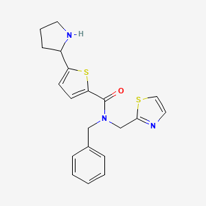molecular formula C20H21N3OS2 B3812657 N-benzyl-5-(2-pyrrolidinyl)-N-(1,3-thiazol-2-ylmethyl)-2-thiophenecarboxamide hydrochloride 