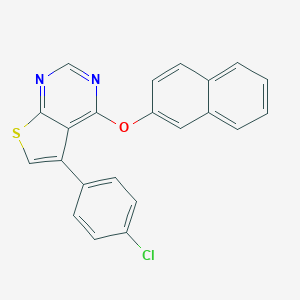 molecular formula C22H13ClN2OS B381266 5-(4-Chlorophenyl)-4-(2-naphthyloxy)thieno[2,3-d]pyrimidine CAS No. 315678-10-5