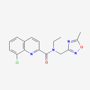molecular formula C16H15ClN4O2 B3812681 8-chloro-N-ethyl-N-[(5-methyl-1,2,4-oxadiazol-3-yl)methyl]quinoline-2-carboxamide 