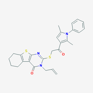 2-[2-(2,5-Dimethyl-1-phenylpyrrol-3-yl)-2-oxoethyl]sulfanyl-3-prop-2-enyl-5,6,7,8-tetrahydro-[1]benzothiolo[2,3-d]pyrimidin-4-one