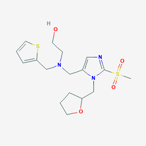 molecular formula C17H25N3O4S2 B3812694 2-[{[2-(methylsulfonyl)-1-(tetrahydro-2-furanylmethyl)-1H-imidazol-5-yl]methyl}(2-thienylmethyl)amino]ethanol 