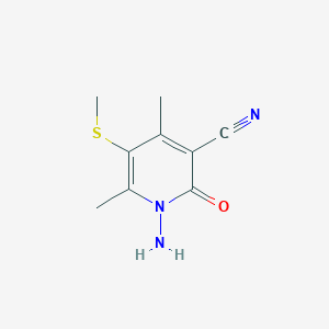 molecular formula C9H11N3OS B038127 1-Amino-4,6-dimethyl-5-(methylthio)-2-oxo-1,2-dihydropyridine-3-carbonitrile CAS No. 120456-35-1