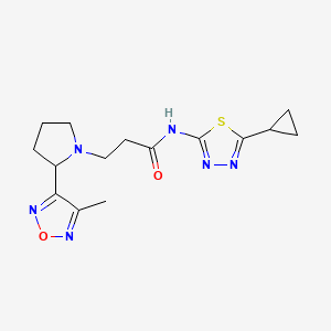 molecular formula C15H20N6O2S B3812718 N-(5-cyclopropyl-1,3,4-thiadiazol-2-yl)-3-[2-(4-methyl-1,2,5-oxadiazol-3-yl)pyrrolidin-1-yl]propanamide 
