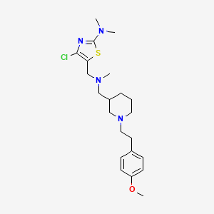 molecular formula C22H33ClN4OS B3812721 4-chloro-5-{[({1-[2-(4-methoxyphenyl)ethyl]-3-piperidinyl}methyl)(methyl)amino]methyl}-N,N-dimethyl-1,3-thiazol-2-amine 