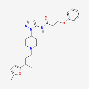 molecular formula C26H34N4O3 B3812724 N-(1-{1-[3-(5-methyl-2-furyl)butyl]-4-piperidinyl}-1H-pyrazol-5-yl)-3-phenoxypropanamide 