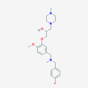 molecular formula C24H34FN3O3 B3812732 1-(5-{[(4-fluorobenzyl)(methyl)amino]methyl}-2-methoxyphenoxy)-3-(4-methyl-1-piperazinyl)-2-propanol 