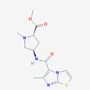 molecular formula C14H18N4O3S B3812748 methyl (2S,4R)-1-methyl-4-{[(6-methylimidazo[2,1-b][1,3]thiazol-5-yl)carbonyl]amino}pyrrolidine-2-carboxylate 