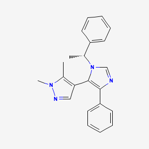 molecular formula C22H22N4 B3812755 1,5-dimethyl-4-{4-phenyl-1-[(1R)-1-phenylethyl]-1H-imidazol-5-yl}-1H-pyrazole 