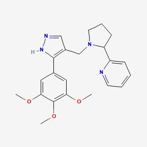 molecular formula C22H26N4O3 B3812762 2-(1-{[3-(3,4,5-trimethoxyphenyl)-1H-pyrazol-4-yl]methyl}-2-pyrrolidinyl)pyridine 
