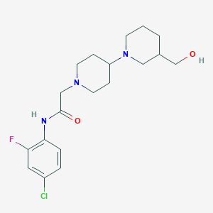 molecular formula C19H27ClFN3O2 B3812797 N-(4-chloro-2-fluorophenyl)-2-[3-(hydroxymethyl)-1,4'-bipiperidin-1'-yl]acetamide 