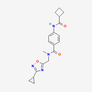 molecular formula C19H22N4O3 B3812806 4-[(cyclobutylcarbonyl)amino]-N-[(3-cyclopropyl-1,2,4-oxadiazol-5-yl)methyl]-N-methylbenzamide 