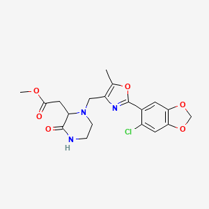 molecular formula C19H20ClN3O6 B3812810 methyl (1-{[2-(6-chloro-1,3-benzodioxol-5-yl)-5-methyl-1,3-oxazol-4-yl]methyl}-3-oxo-2-piperazinyl)acetate 